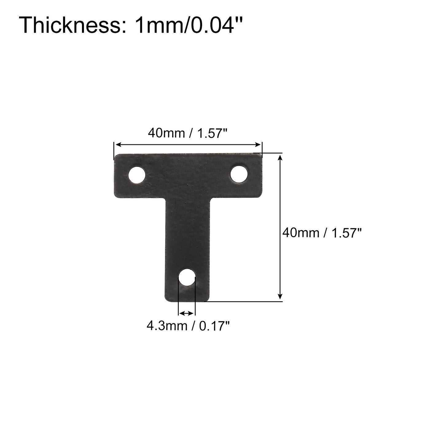 uxcell Uxcell T Shape Bracket, 40x40x1mm Carbon Steel Flat Repair Plates for Joint Fastener Furniture Construction, 24Pcs with Screws, Black