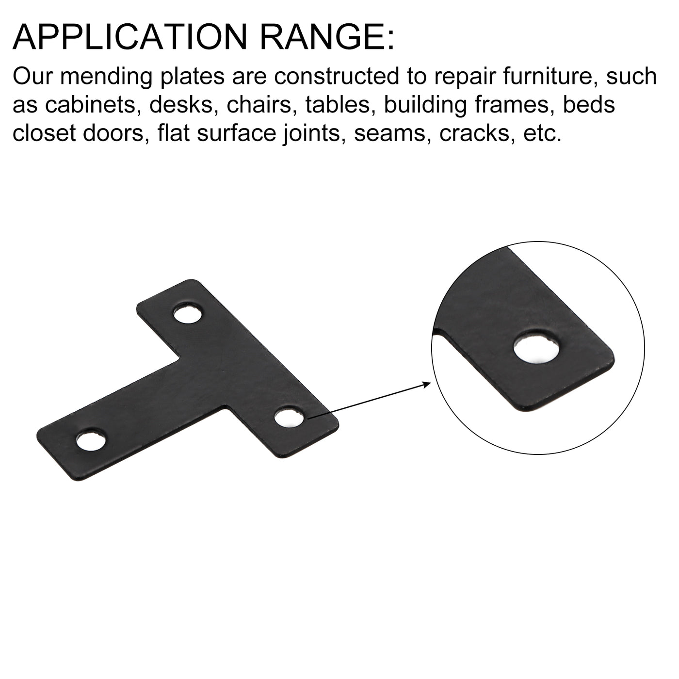 uxcell Uxcell T Shape Bracket, 40x40x1mm Carbon Steel Flat Repair Plates for Joint Fastener Furniture Construction, 24Pcs with Screws, Black