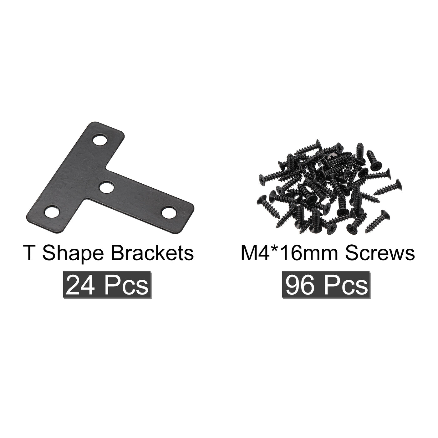 uxcell Uxcell T Shape Bracket, Carbon Steel Flat Repair Plates for Joint Fastener Furniture Construction with Screws