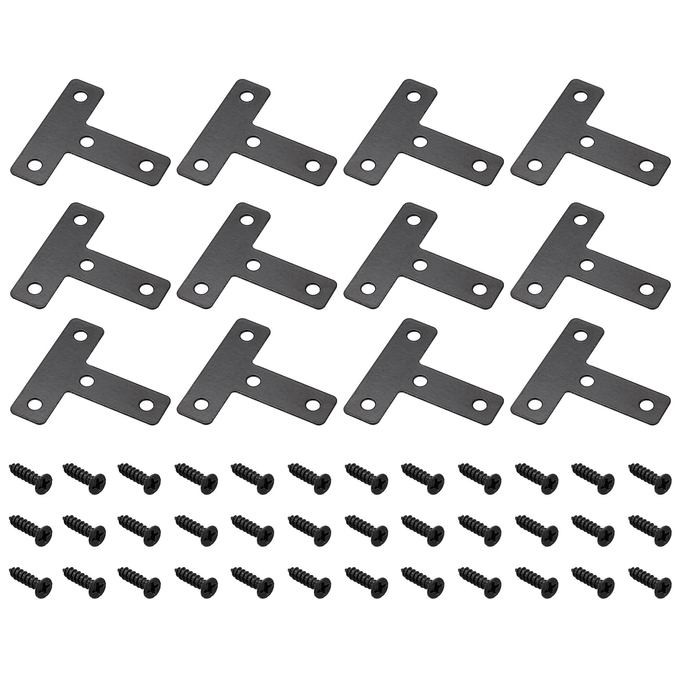 uxcell Uxcell T Shape Bracket, Carbon Steel Flat Repair Plates for Joint Fastener Furniture Construction with Screws