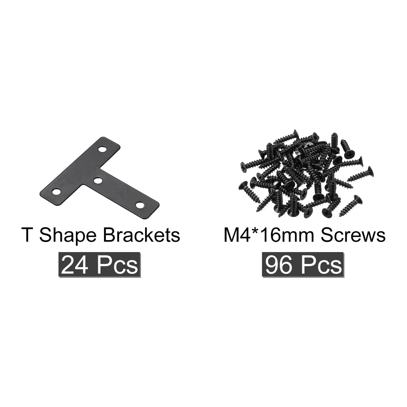 uxcell Uxcell T Shape Bracket, Carbon Steel Flat Repair Plates for Joint Fastener Furniture Construction with Screws