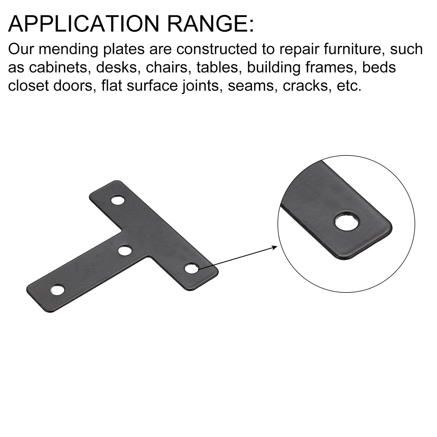 uxcell Uxcell T Shape Bracket, Carbon Steel Flat Repair Plates for Joint Fastener Furniture Construction with Screws