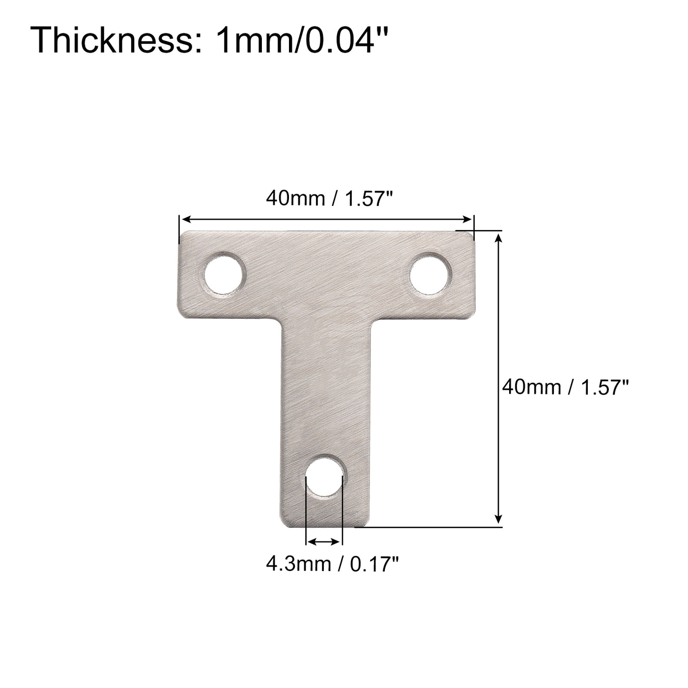 uxcell Uxcell T Shape Bracket, 40x40x1mm Stainless Steel Flat Repair Plates for Joint Fastener Furniture Construction, 24Pcs with Screws, Silver Tone