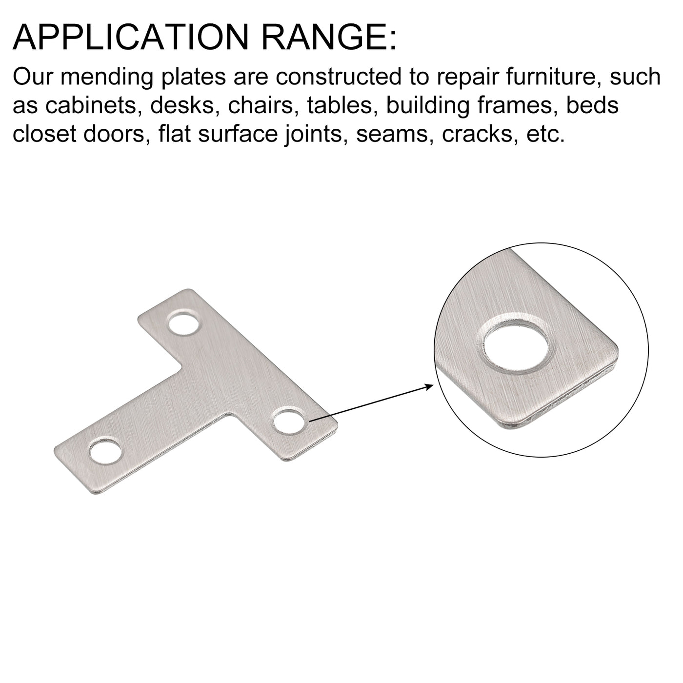 uxcell Uxcell T Shape Bracket, 40x40x1mm Stainless Steel Flat Repair Plates for Joint Fastener Furniture Construction, 24Pcs with Screws, Silver Tone