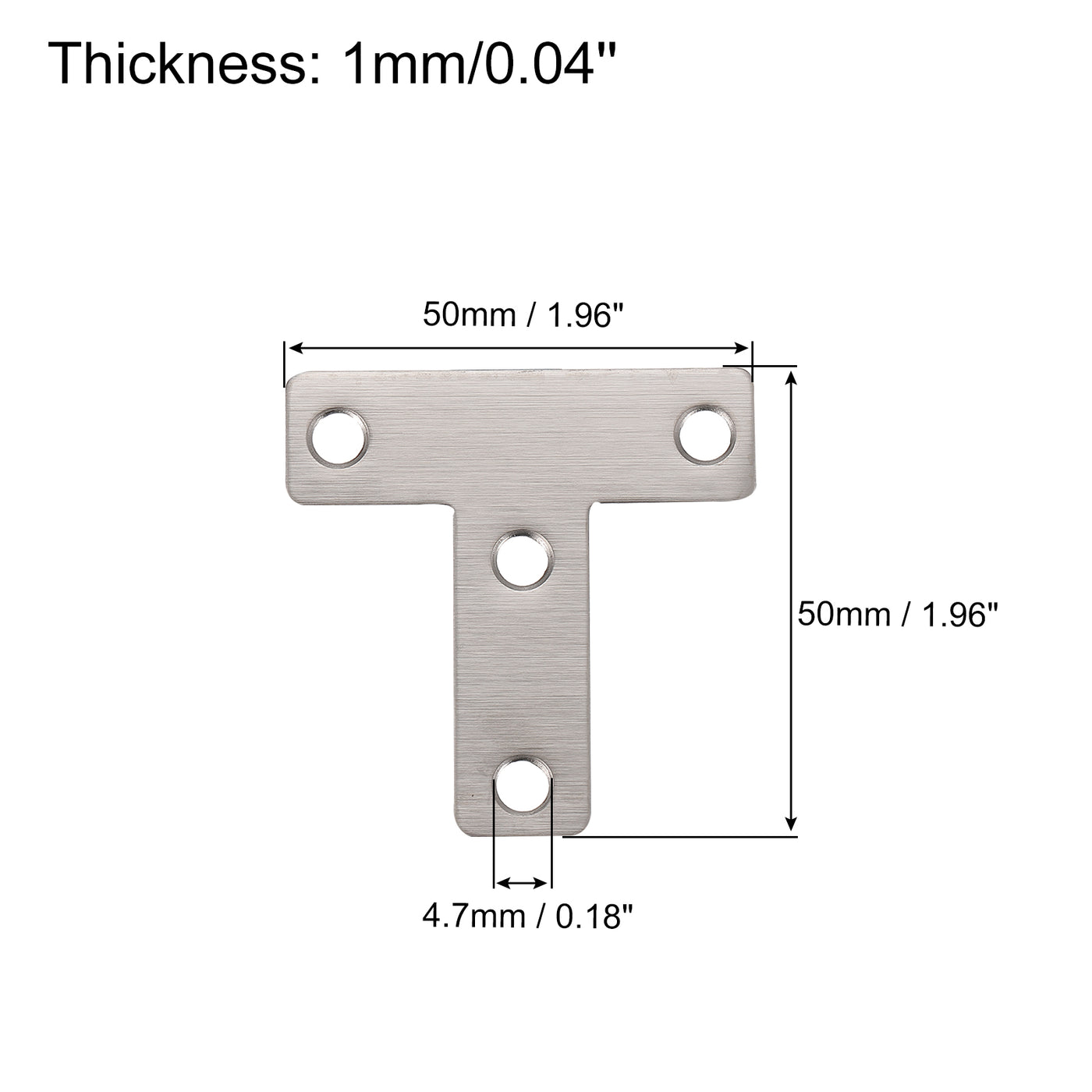 uxcell Uxcell T Shape Bracket, Stainless Steel Flat Repair Plates for Joint Fastener Furniture Construction with Screws