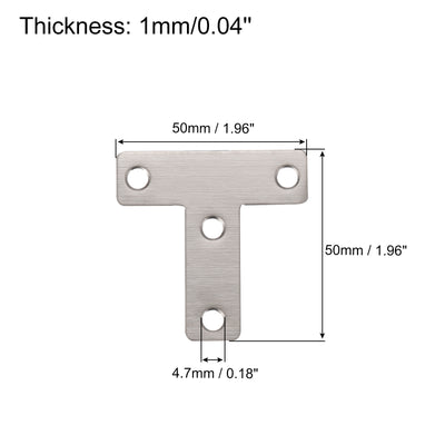 Harfington Uxcell T Shape Bracket, Stainless Steel Flat Repair Plates for Joint Fastener Furniture Construction with Screws