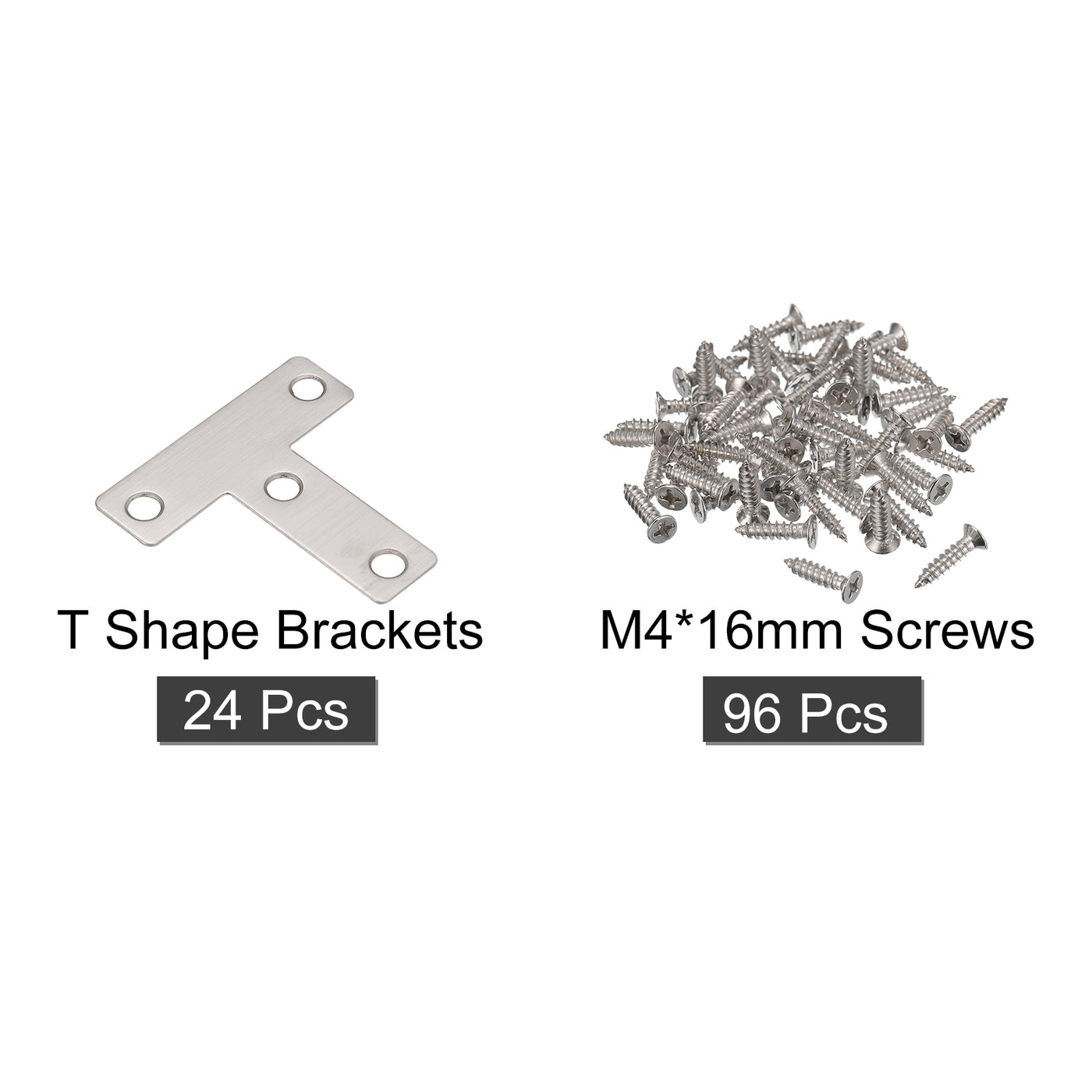 uxcell Uxcell T Shape Bracket, Stainless Steel Flat Repair Plates for Joint Fastener Furniture Construction with Screws