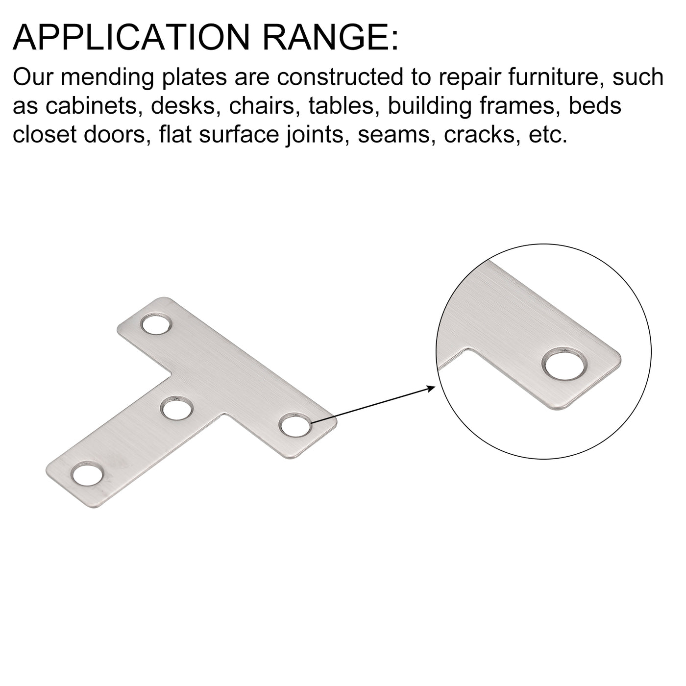 uxcell Uxcell T Shape Bracket, Stainless Steel Flat Repair Plates for Joint Fastener Furniture Construction with Screws