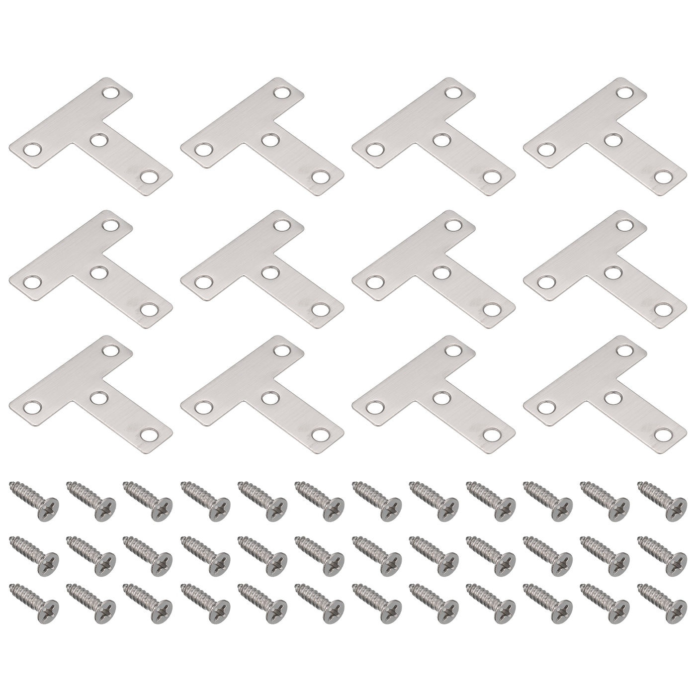 uxcell Uxcell T Shape Bracket, Stainless Steel Flat Repair Plates for Joint Fastener Furniture Construction with Screws