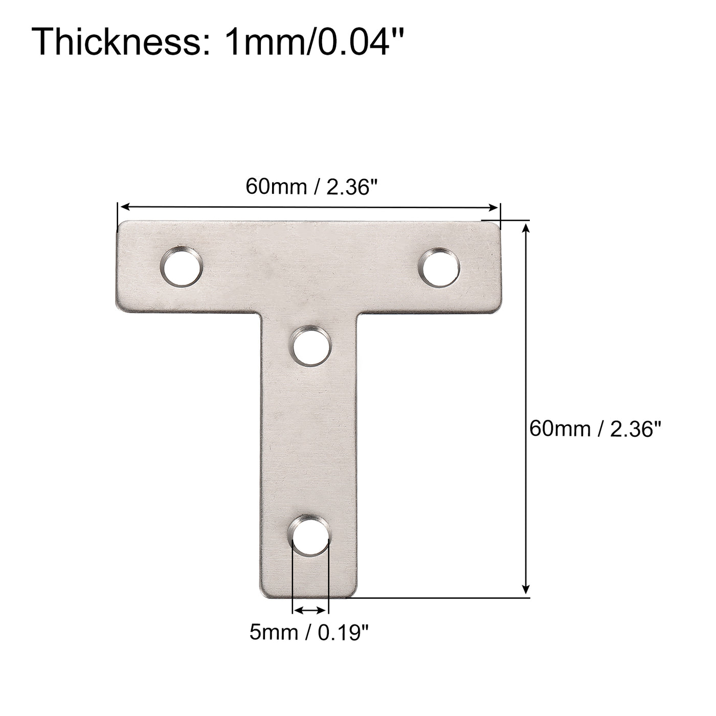 uxcell Uxcell T Shape Bracket, Stainless Steel Flat Repair Plates for Joint Fastener Furniture Construction with Screws