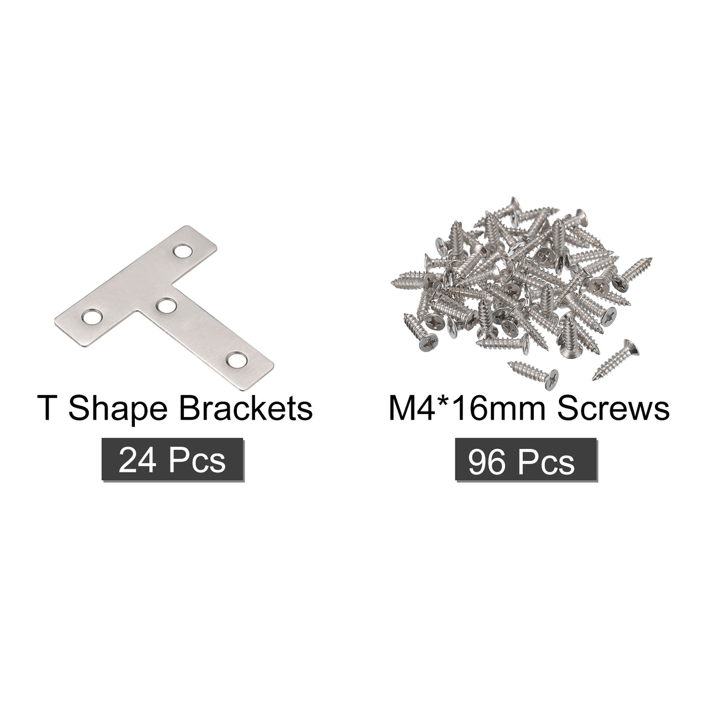 uxcell Uxcell T Shape Bracket, Stainless Steel Flat Repair Plates for Joint Fastener Furniture Construction with Screws