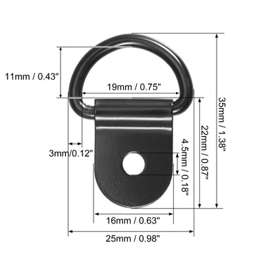 Harfington Zurrösen D Ringe Aufbauring Zurröse Zuranker 3 mm Durchmesser Anker-Zurrring für Anhänger, LKW, Boot, Wohnmobil, ATV, SUV, Fahrzeuge, Autos, Schwarz 4 Stück