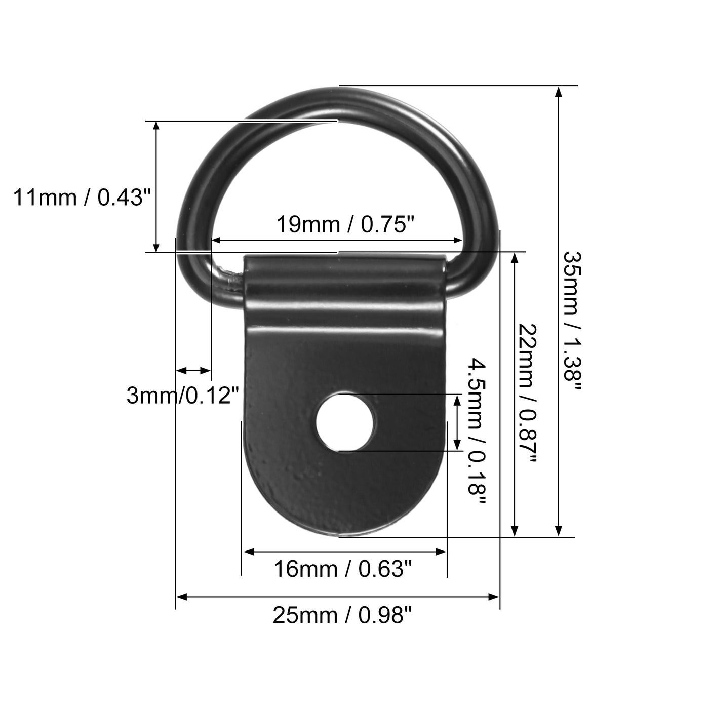 X AUTOHAUX Zurrösen D Ringe Aufbauring Zurröse Zuranker 3 mm Durchmesser Anker-Zurrring für Anhänger, LKW, Boot, Wohnmobil, ATV, SUV, Fahrzeuge, Autos, Schwarz 6 Stück