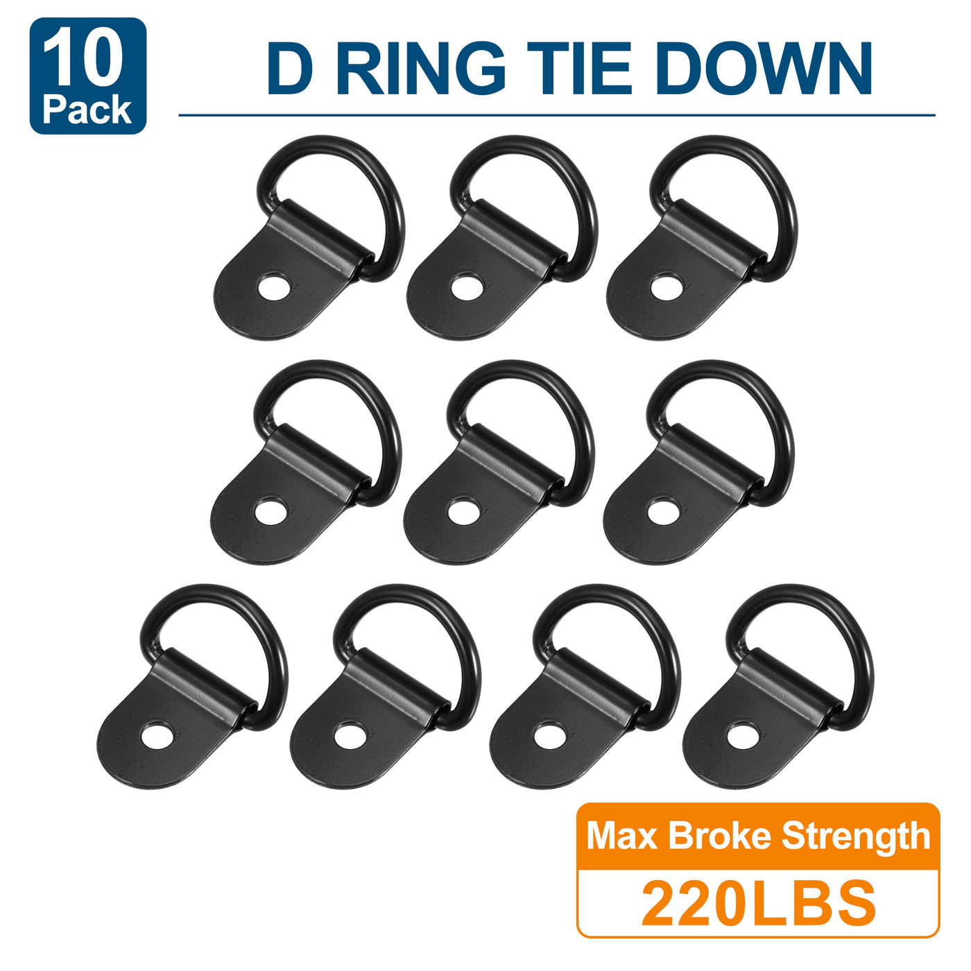 X AUTOHAUX 10pcs D Ring Tie Down Anchor 3mm Diameter D Rings Anchor Lashing Ring for Trailer Truck Boat RV ATV SUV Vehicle Cars Black