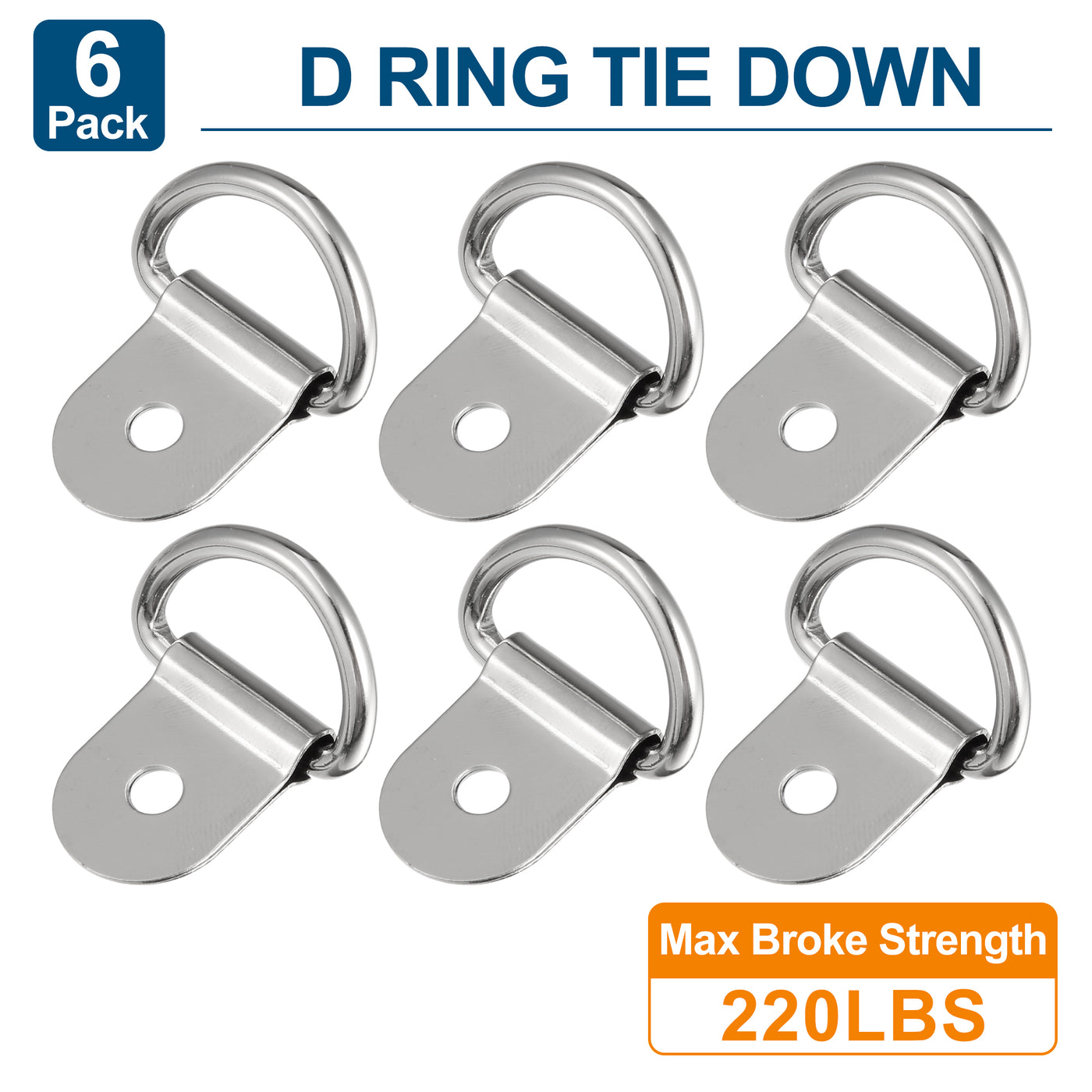 X AUTOHAUX 6pcs D Ring Tie Down Anchor 3mm Diameter D Rings Anchor Lashing Ring for Trailer Truck Boat RV ATV SUV Vehicle Cars Silver Tone