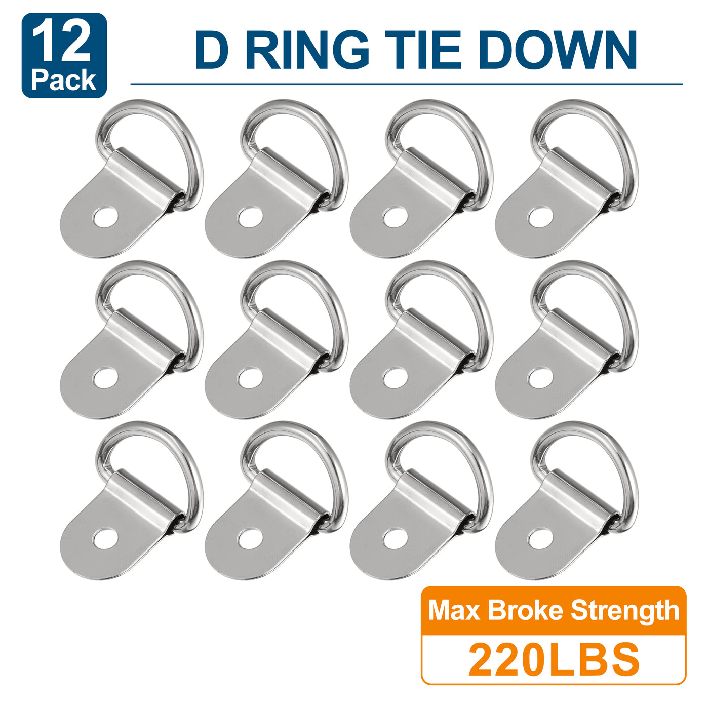 X AUTOHAUX 12pcs D Ring Tie Down Anchor 3mm Diameter D Rings Anchor Lashing Ring for Trailer Truck Boat RV ATV SUV Vehicle Cars Silver Tone