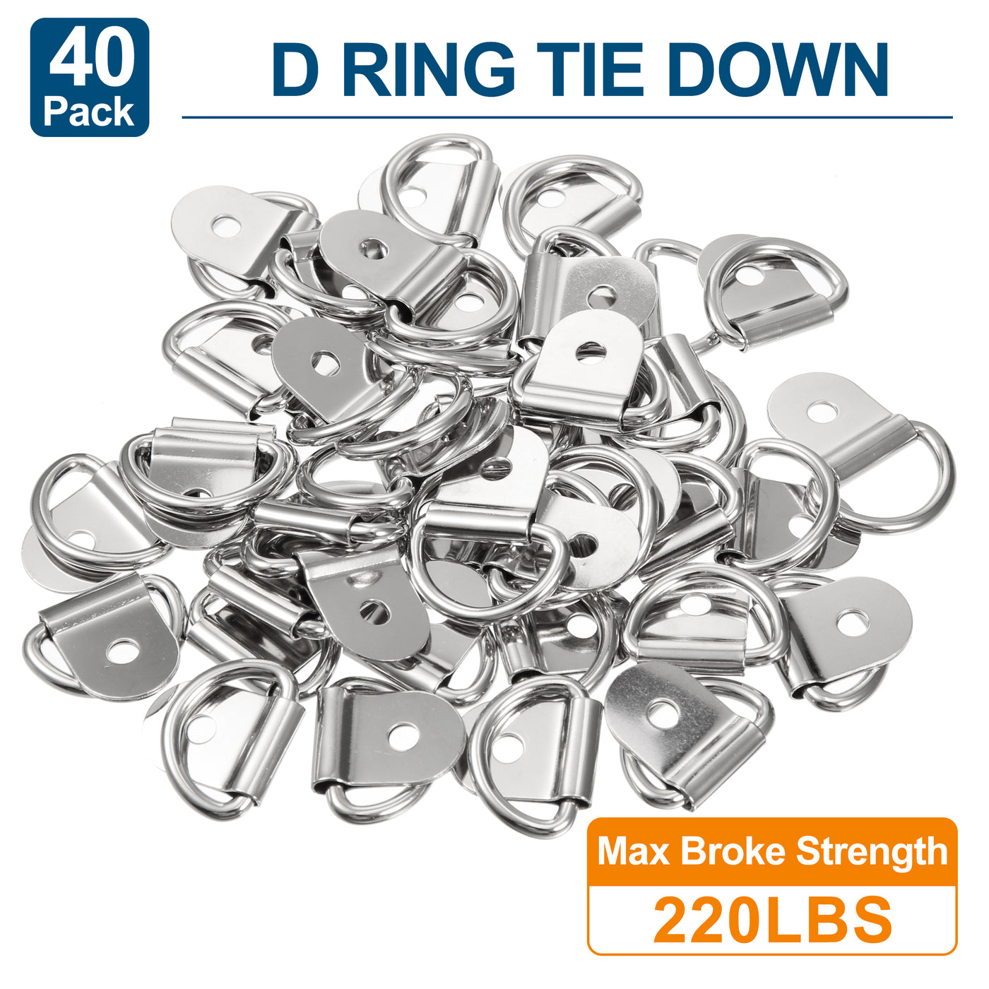 X AUTOHAUX 40pcs D Ring Tie Down Anchor 3mm Diameter D Rings Anchor Lashing Ring for Trailer Truck Boat RV ATV SUV Vehicle Cars Silver Tone