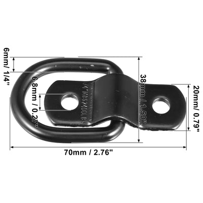 Harfington 12pcs D Ring Tie Down Anchor 1/4" Diameter D Rings Anchor Lashing Ring for Trailer Truck Boat RV ATV SUV Vehicle Cars Black