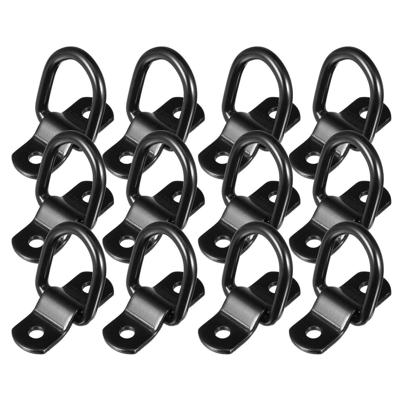 X AUTOHAUX 12pcs D Ring Tie Down Anchor 1/4" Diameter D Rings Anchor Lashing Ring for Trailer Truck Boat RV ATV SUV Vehicle Cars Black