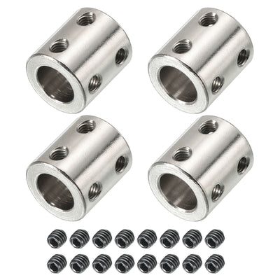 Harfington Shaft Coupler L22xD20 12mm Stainless Steel W Screw Silver 4Pack