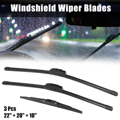 Harfington 3 Pcs 22'' 20'' 10'' Front Windshield Wiper Blades Set Fit U Hook J Hook for Jeep Compass 2016-2017