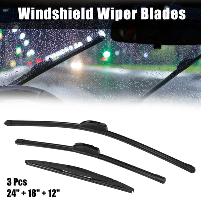 Harfington 3 Pcs 24'' 18'' 12'' Front Windshield Wiper Blades Set Fit U Hook J Hook for Nissan Xterra 2005-2015 for Nissan Pathfinder 2005-2012