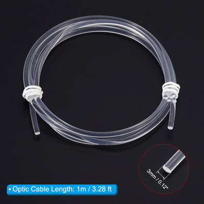 Harfington 3mm 1m PMMA Side Glow Fiber Optic Cable Kit, with LED Aluminum Illuminator 12V 1.5W Guide Light Source Decoration for Home DIY Lighting, Ice Blue