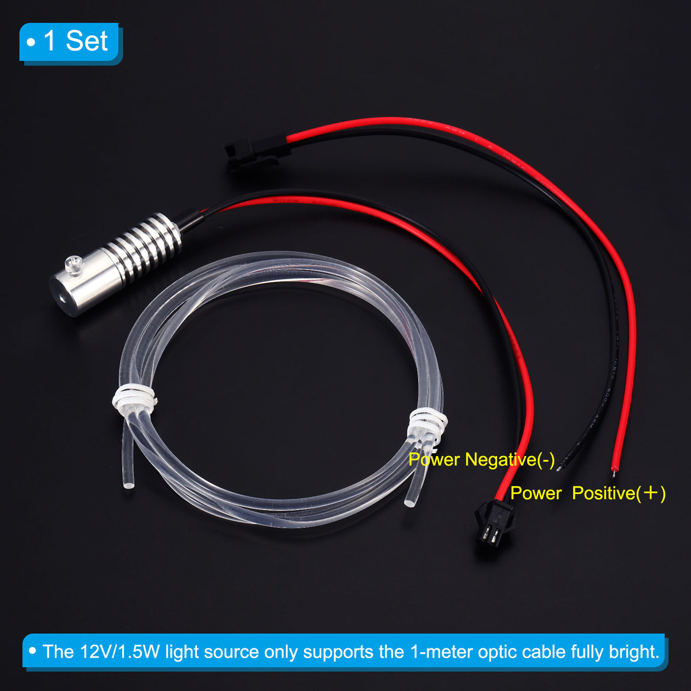 Harfington 4mm 1m PMMA Side Glow Fiber Optic Cable Kit, with LED Aluminum Illuminator 12V 1.5W Guide Light Source Decoration for Home DIY Lighting, Warm White