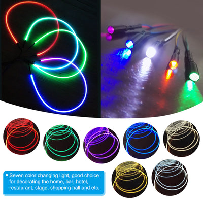 Harfington 2.5mm 2m PMMA Side Glow Fiber Optic Cable Kit, with LED Illuminator 12V 0.1W Testing Light Source Decoration for Home DIY Lighting