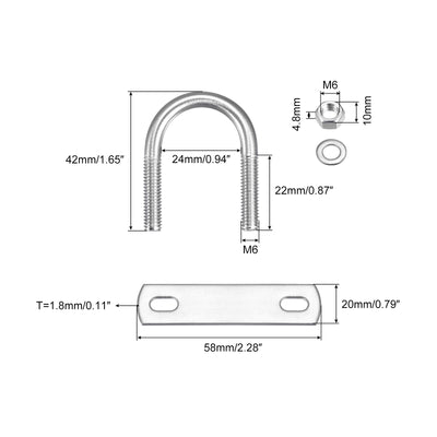 Harfington Uxcell Round U-Bolts, 304 Stainless Steel U Clamp Bolt with Nuts Washers and Plates for Boat Trailer