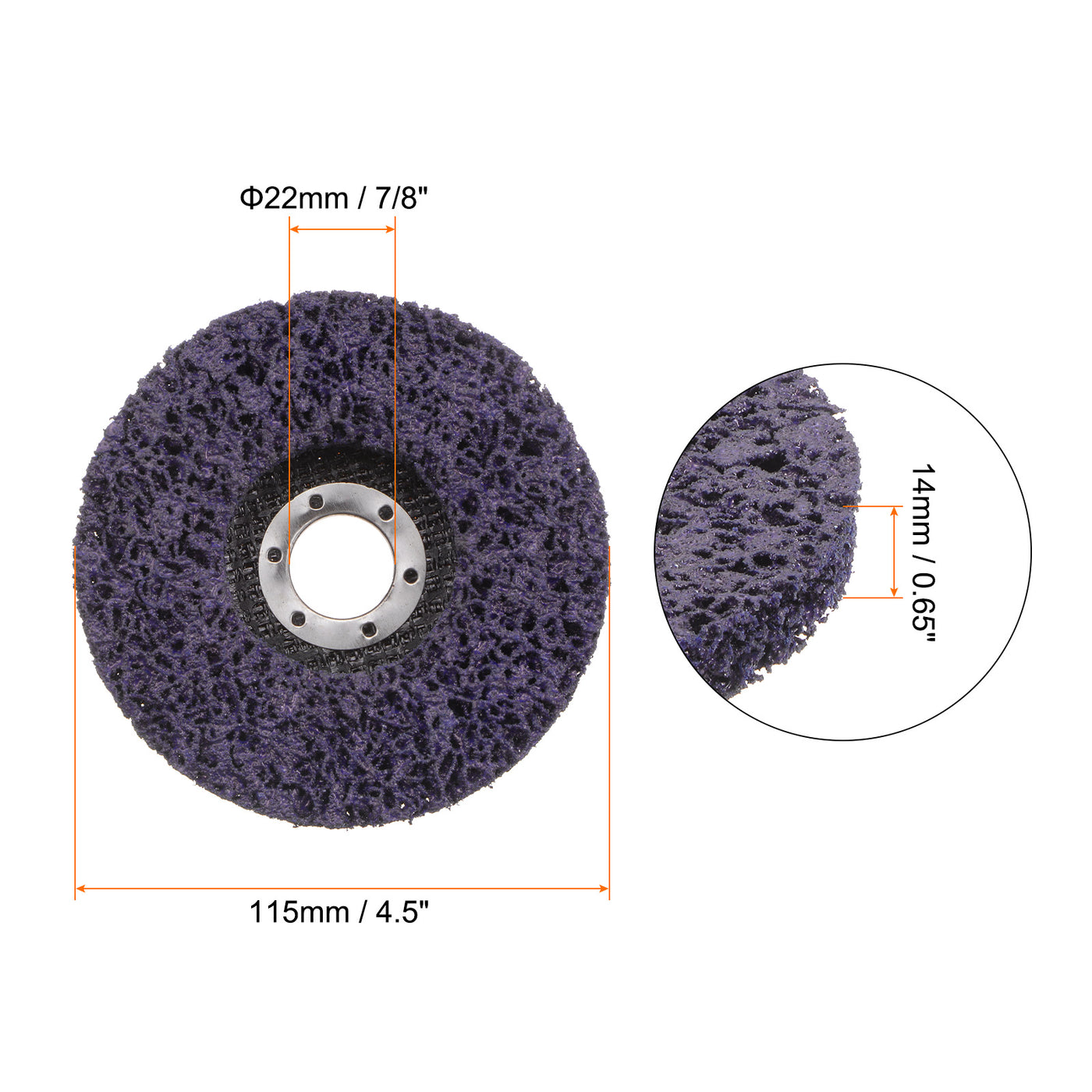 Harfington 2pcs Strip Wheel Stripping Wheels 4.5"x7/8" for Angle Grinder Purple