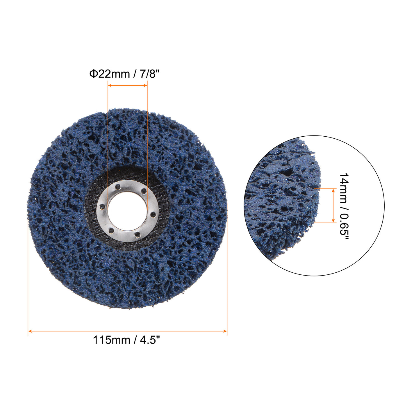 Harfington 2pcs Strip Wheel Stripping Wheels 4.5"x7/8" for Angle Grinder Blue