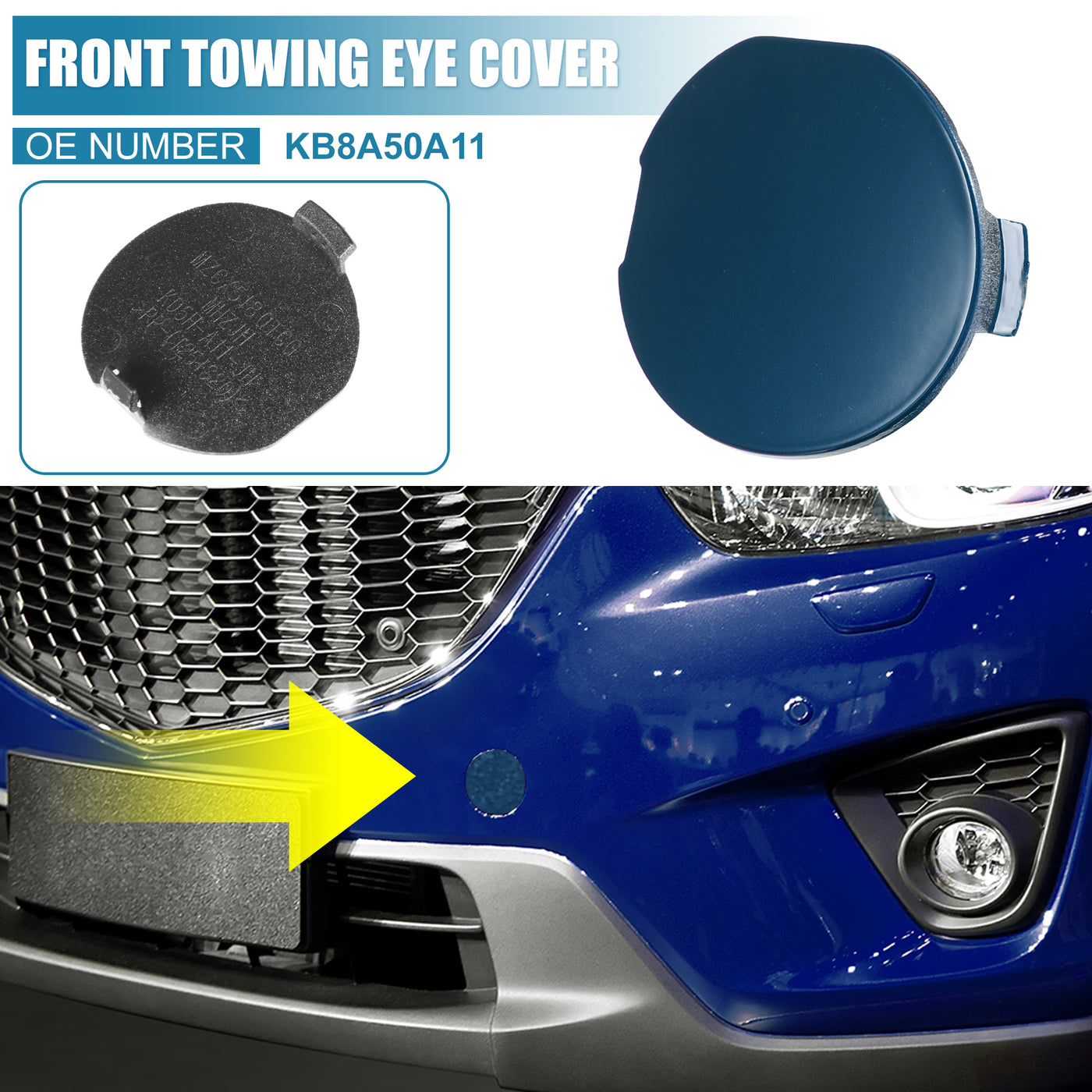 X AUTOHAUX Car Front Bumper Tow Hook Cover Towing Eye Cap for Mazda CX-5 2017 2018 2019 2020 2021 KB8A50A11Trailer Cap Blue