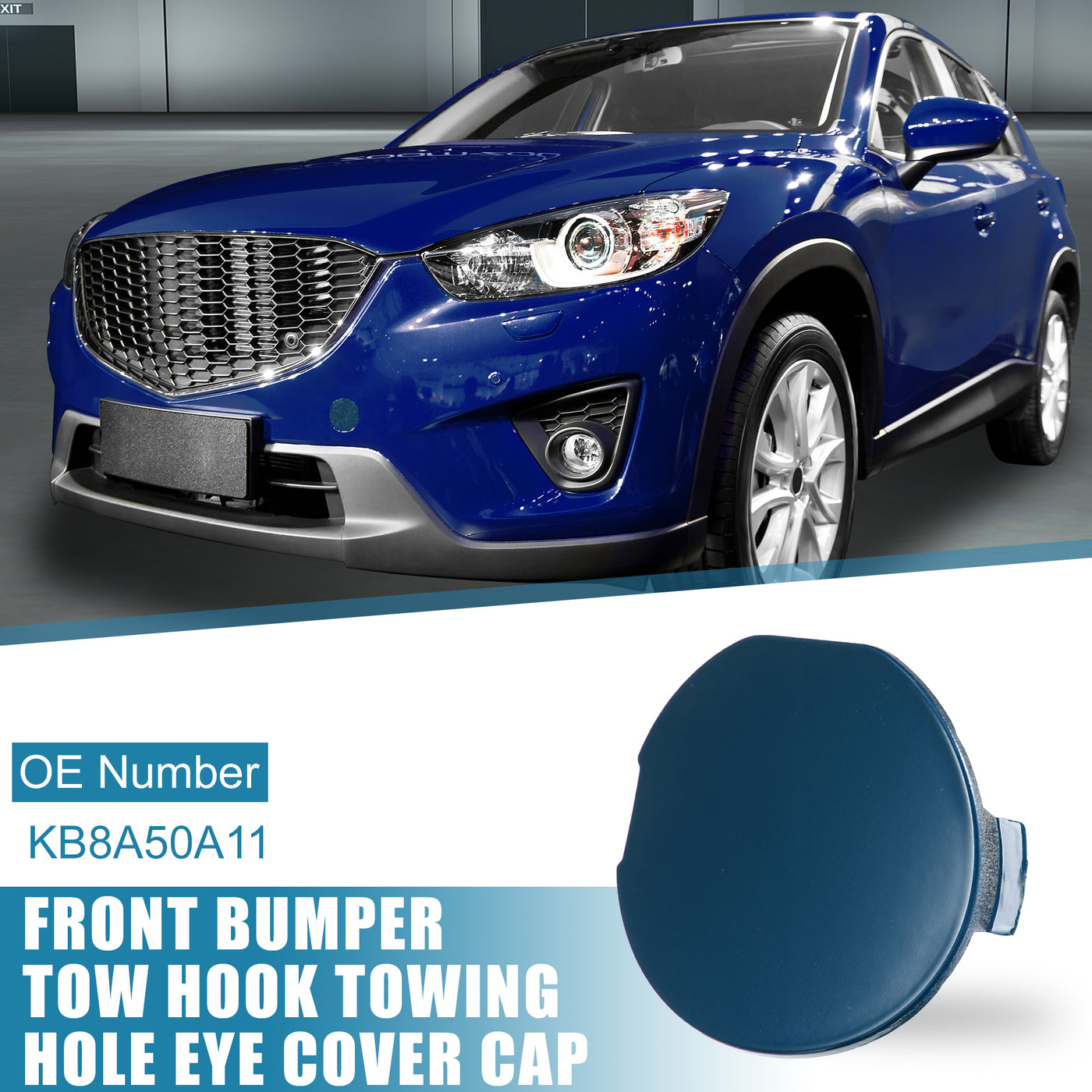 X AUTOHAUX Car Front Bumper Tow Hook Cover Towing Eye Cap for Mazda CX-5 2017 2018 2019 2020 2021 KB8A50A11Trailer Cap Blue