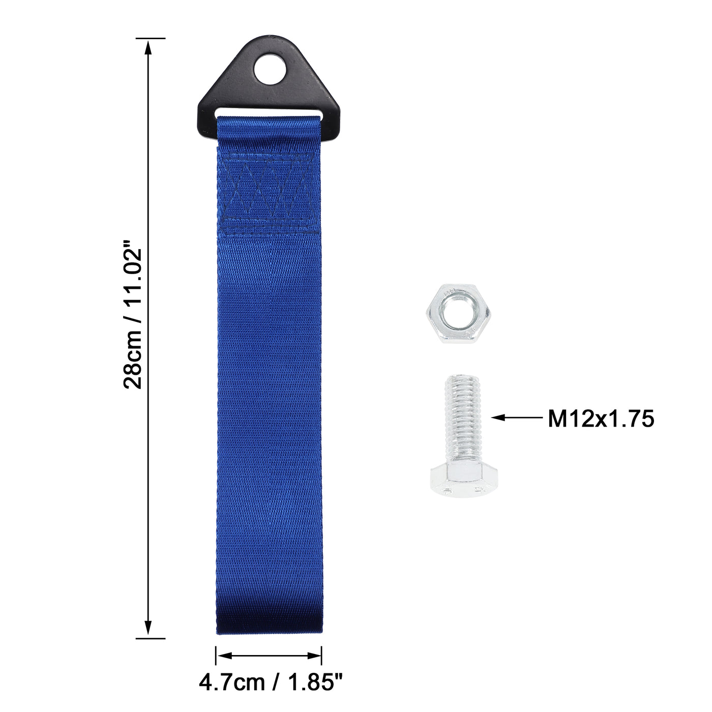 X AUTOHAUX Universal Car Tow Towing Hook Bumper Trailer Belt Strap with Bolt Aluminum Alloy Blue