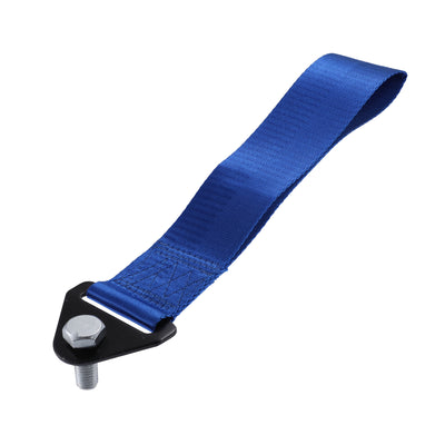 Harfington Universal Car Tow Towing Hook Bumper Trailer Belt Strap with Bolt Aluminum Alloy Blue