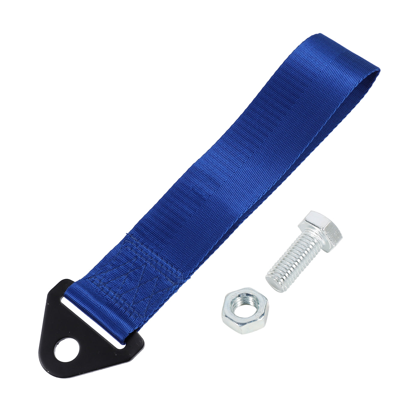 X AUTOHAUX Universal Car Tow Towing Hook Bumper Trailer Belt Strap with Bolt Aluminum Alloy Blue