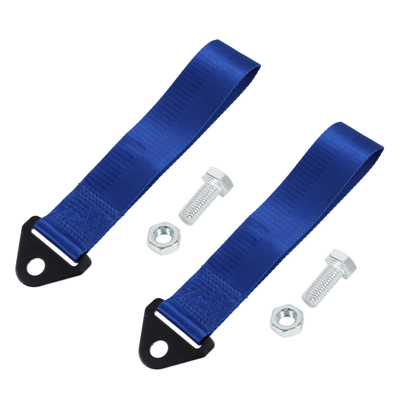 X AUTOHAUX 2 Pcs Universal Car Tow Towing Hook Bumper Trailer Belt Strap with Bolt Aluminum Alloy Blue