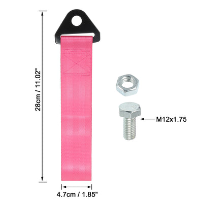 Harfington 2 Pcs Universal Car Tow Towing Hook Bumper Trailer Belt Strap with Bolt Aluminum Alloy Pink