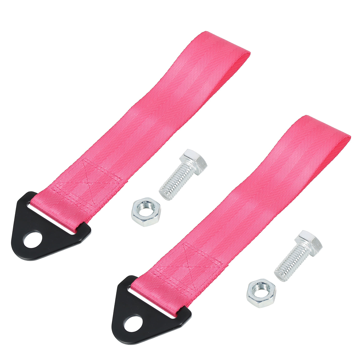 X AUTOHAUX 2 Pcs Universal Car Tow Towing Hook Bumper Trailer Belt Strap with Bolt Aluminum Alloy Pink