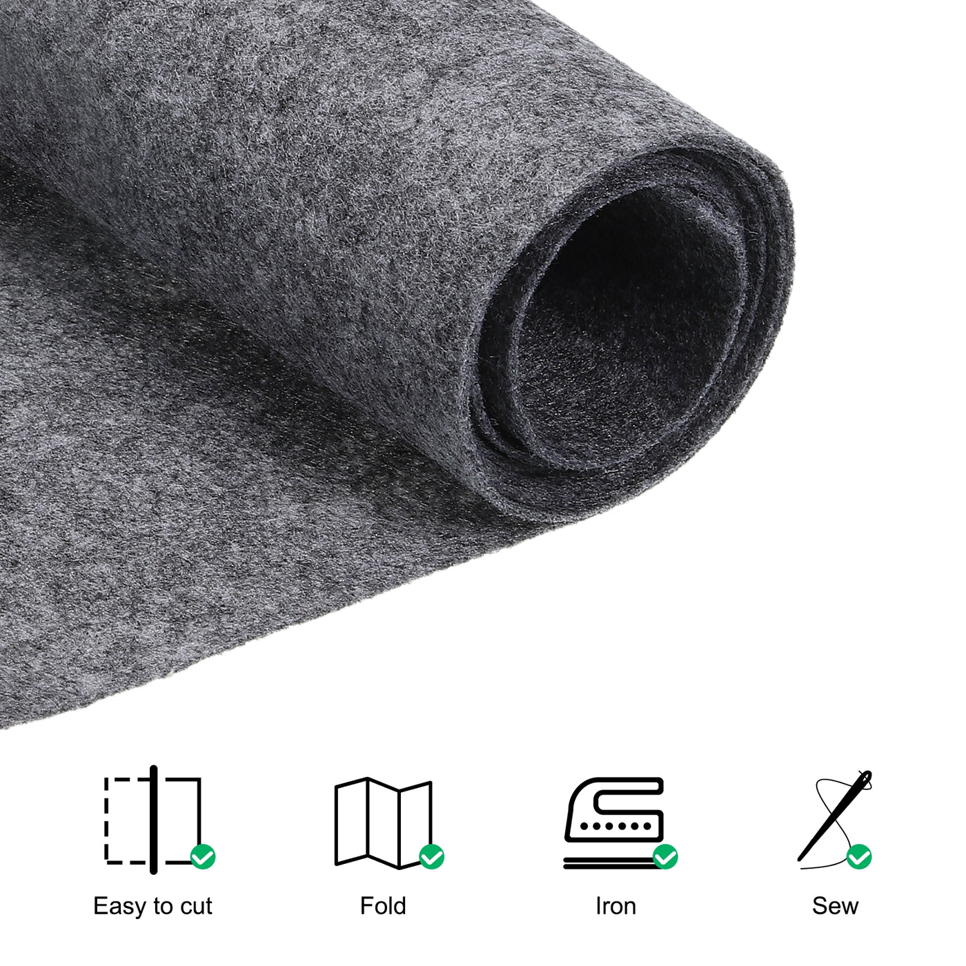 Harfington Acrylic Soft Felt Fabric Sheets Fiber Sheet Grey 39x39 Inch 1mm Thick