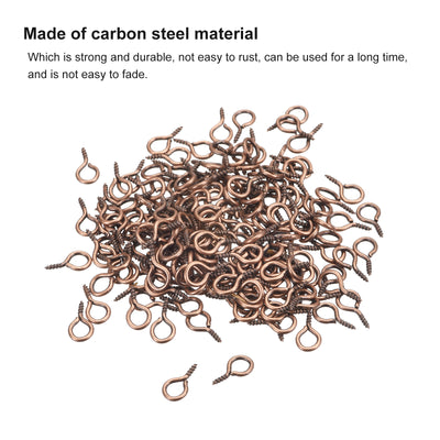 Harfington Uxcell 500Pcs Small Screw Eye Hooks Mini Eyelets Screws, 6.5x13x1.2mm, Copper Tone