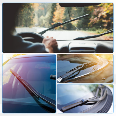 Harfington Front Rear Windshield Wiper Blade Set Car Wiper Blade Fit for Ford Edge 2007-2014 - Pack of 3 Black