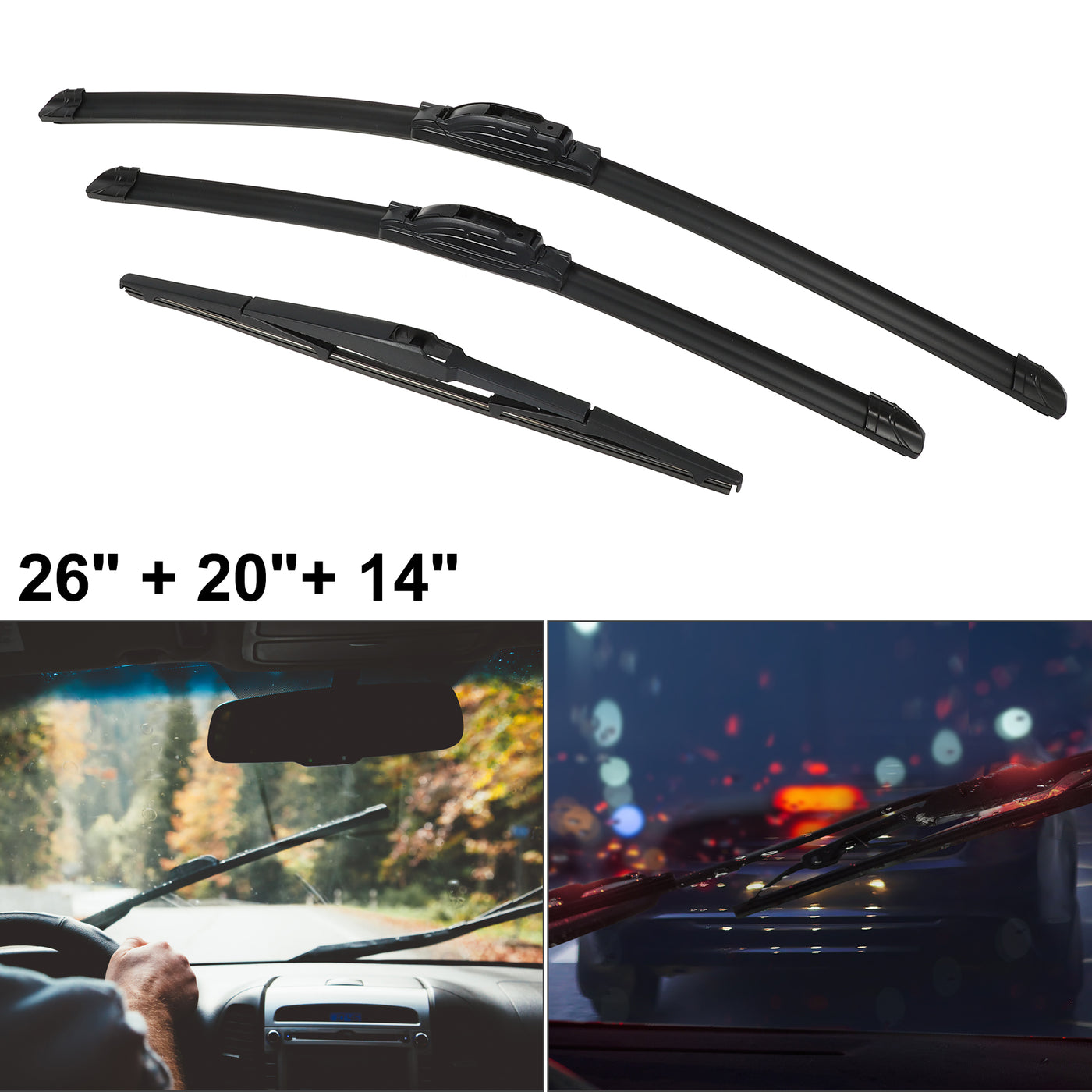 ACROPIX Front Rear Windshield Wiper Blade Set Fit for Chrysler Pacifica 2017-2021 - Pack of 3 Black