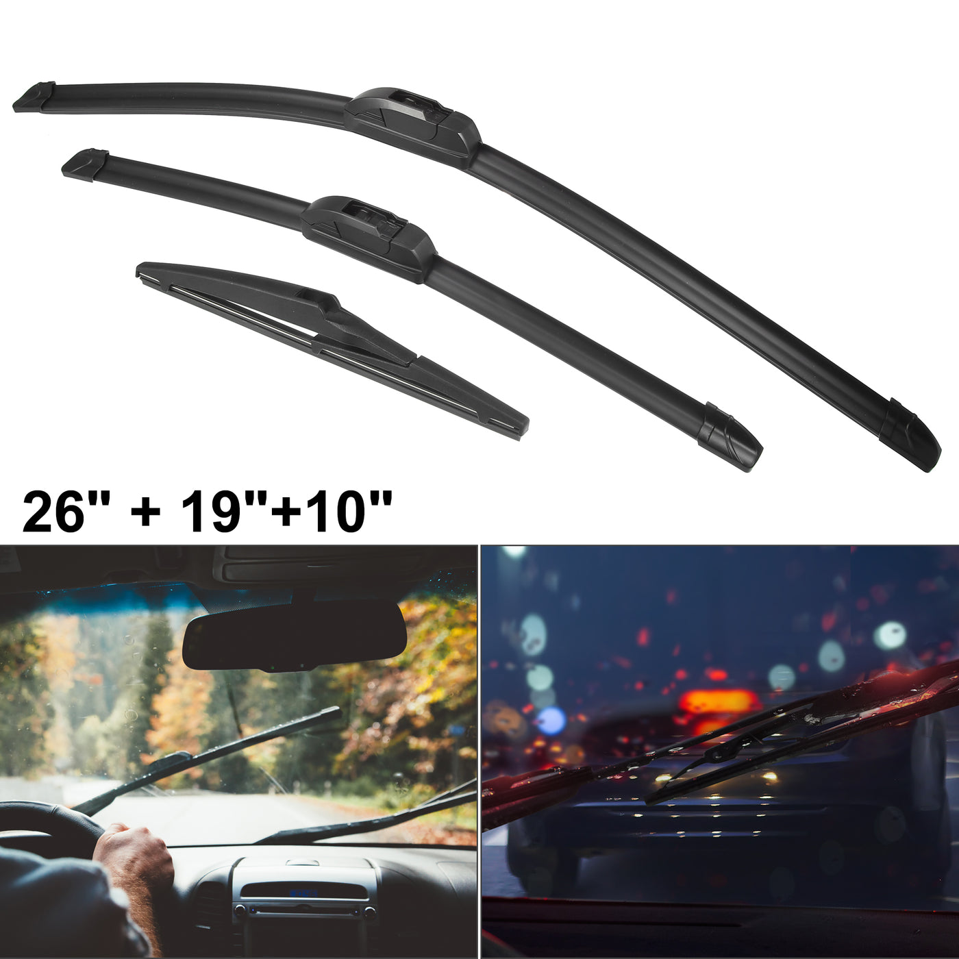 ACROPIX Front Rear Windshield Wiper Blade Set Car Wiper Blade Fit for Toyota Prius V 2012-2018 - Pack of 3 Black
