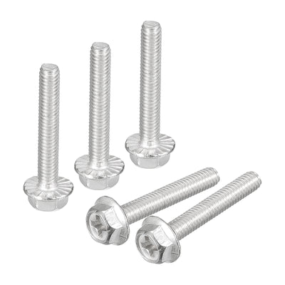 Harfington Uxcell M4x25mm Phillips Hex Head Flange Bolts, 30pcs 304 Stainless Steel Screws