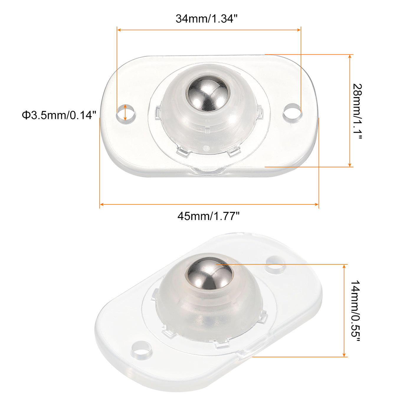 uxcell Uxcell Self Adhesive Caster Wheels, (4Pcs/ Clear) Mini Swivel Paste Universal Pulley for Bin Bottom, Trash Can, Storage Box, Furniture