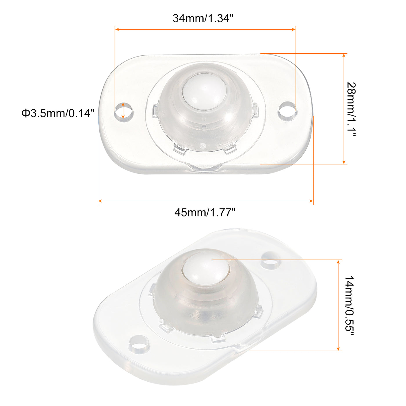 uxcell Uxcell Self Adhesive Caster Wheels, Mini Swivel Paste Universal Pulley for Bin Bottom, Trash Can, Storage Box Moving (4Pcs-Clear)