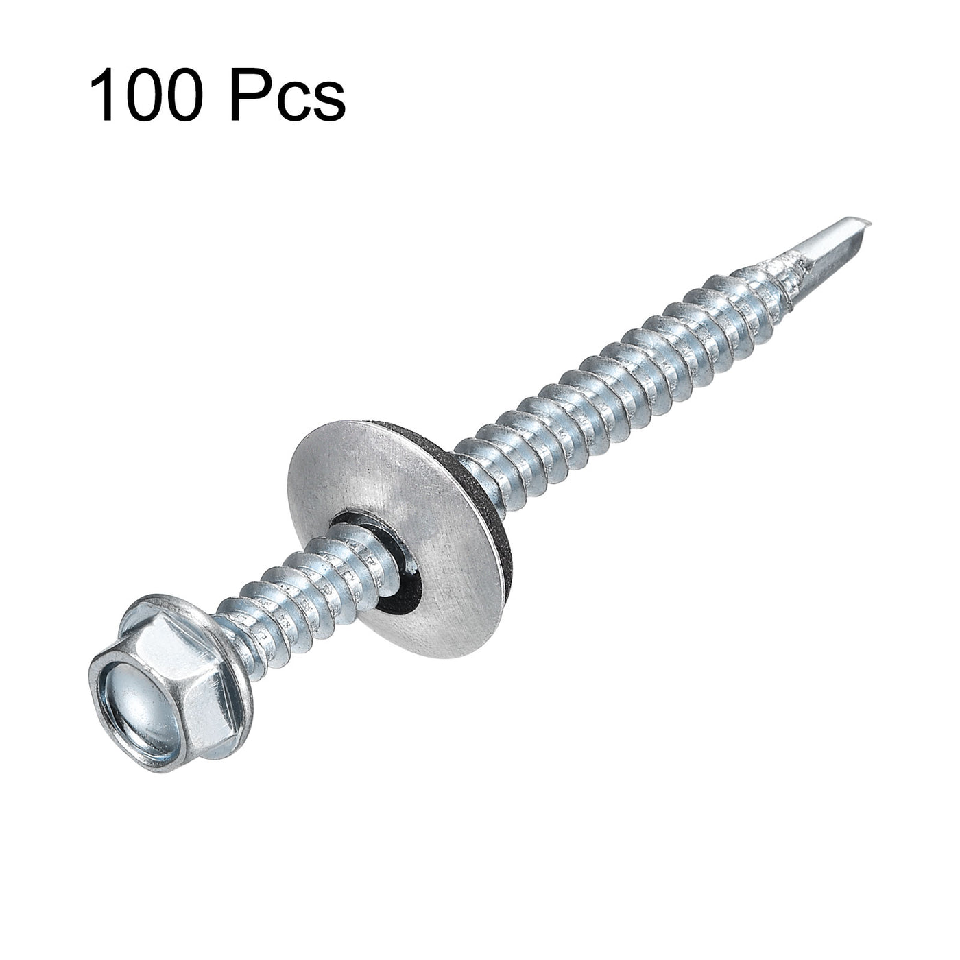 uxcell Uxcell #12 x 2-1/2" Self Drilling Screws, 100pcs Roofing Screws with EPDM Washer