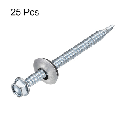 Harfington Uxcell #12 x 2-61/64" Self Drilling Screws, 25pcs Roofing Screws with EPDM Washer